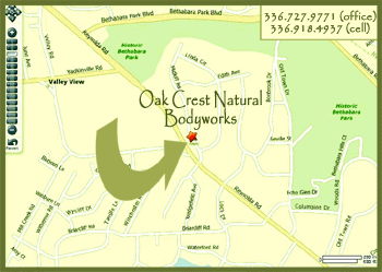 Map To Oak Crest Natural Bodyworks
